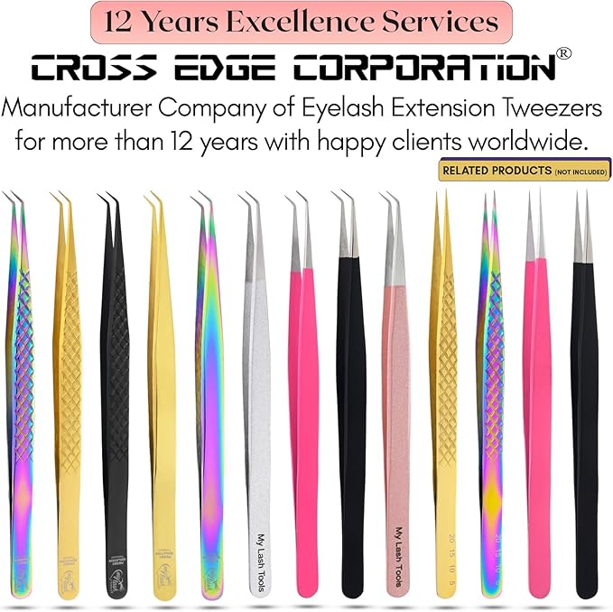 My Lash Tools Eyelash Extension Tweezers for Isolation Lash Extensions Best for Individual Isolation & Classic Lashes 14cm Eyelash Twisers (Black)