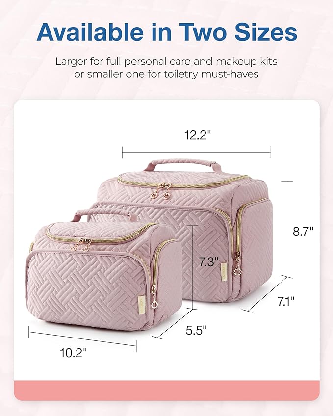 BAGSMART Travel Toiletry Bag for Women, Cosmetic Bag Makeup Bag Organizer with Handle, Travel Bag for Toiletries, Travel Accessories, Full Sized Container