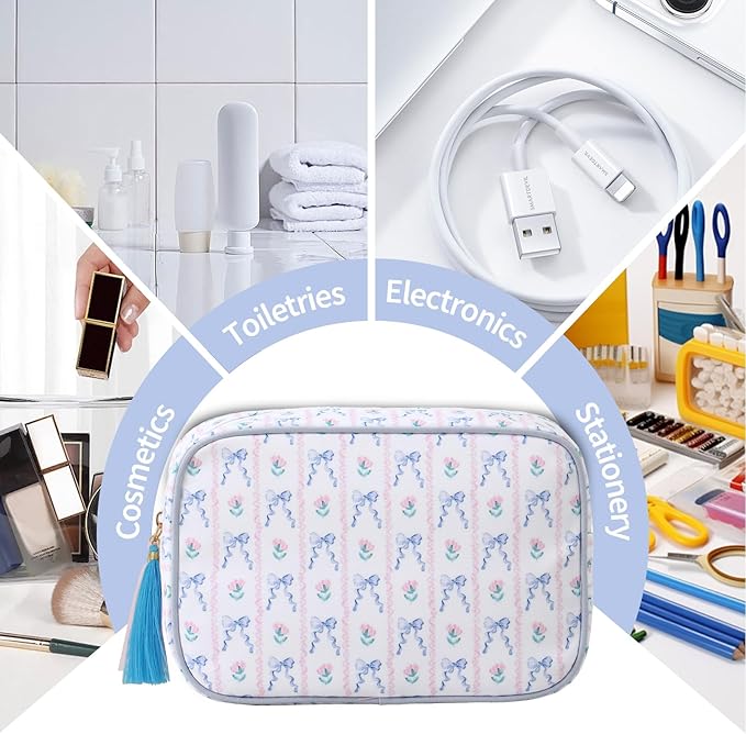 Makeup Bag Travel Cosmetic Bag Organizer Tassel Toiletry Bag Large Canvas Zipper Pouch Mahjong Tile Bag