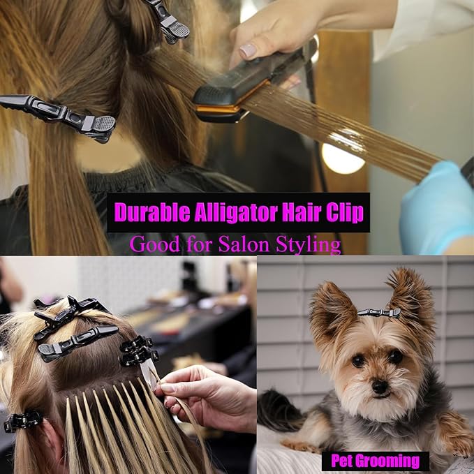 30 Pcs Alligator Hair Clip for Styling Sectioning - Salon Hair Clip for Thick Hair, Plastic Hair Styling Clip with Wide Teeth & Double-Hinged Design (Black)