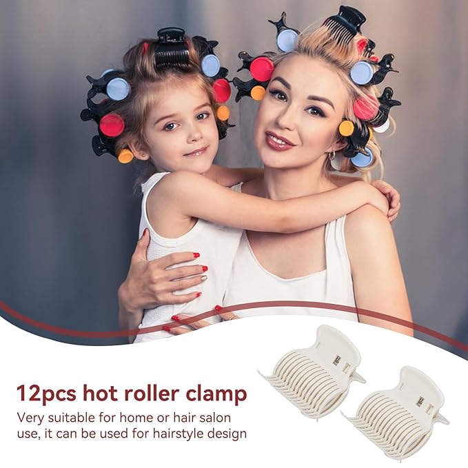 12PCS Hot Roller Clip, Replacement Hair Curler Claw Clips Women Girls Hair Sectioning Styling Tool for Hair Rollers Women Girls Hair Section Styling(White)