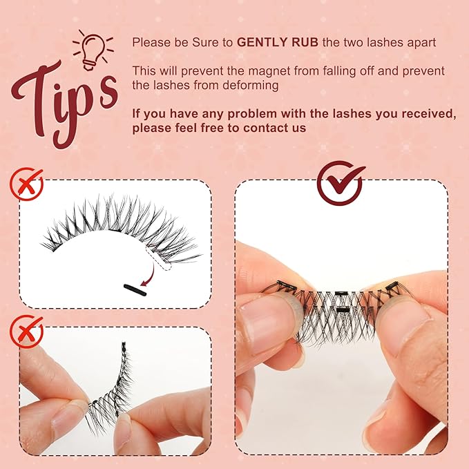 Higu clace Magnetic-Eyelashes with Applicator 2 Pairs Magnetic-Lashes Natural Look Wispy Magnet Lashes Easy to Wear and Remove（DJCX-C+N）
