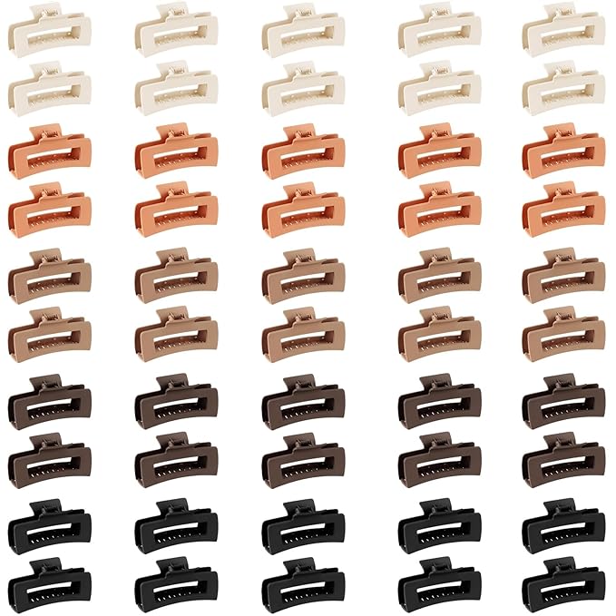 Hotop 50 Pcs Cute Hair Claw Clips Set Nonslip Square Clips Colorful Rectangle Hair Accessories for Women(4.1 Inch,Neutral Color)