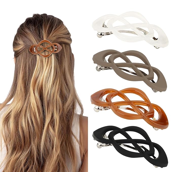 Hair Barrettes for Women 4packs Hair Clips French Barrette Stylish Accessories for Women Girls