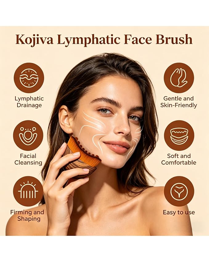 Lymphatic Contour Face Brush for Drainage Sculpting, Soft Gentle Facial Cleansing Tool, Reduces Puffiness, for Sensitive Skin Daily Skincare Routine, Ergonomic Design, Travel Friendly (1PCS)