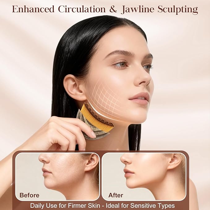 Lymphatic Contour Face Brush - Lymphatic Drainage Massager for Reducing Double Chin & Jawline Sculpting, Ultra-Soft Bristles for Lymphatic Drainage, Ergonomic Portable Design with Travel Case(1pcs)