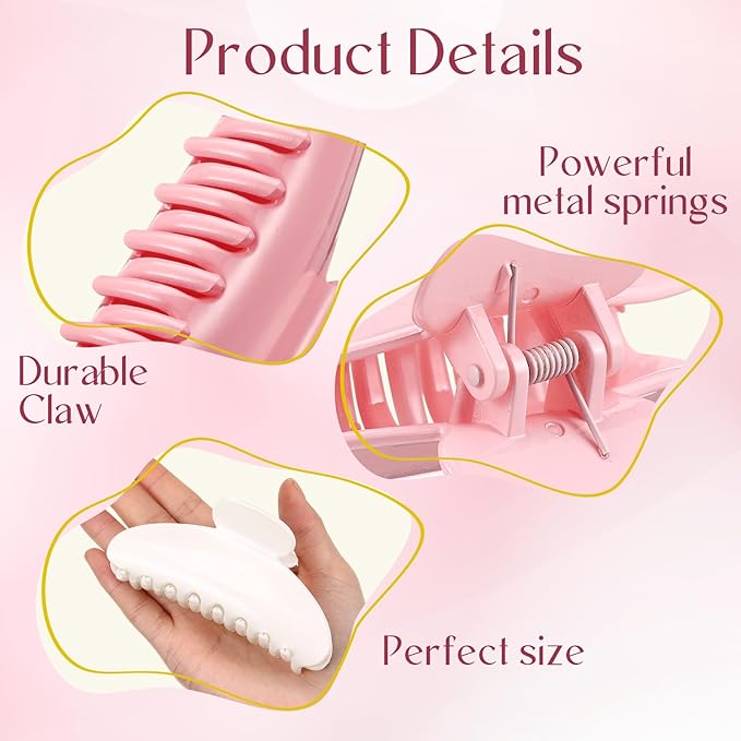 8 Pcs Large Acrylic Hair Claw Clips for Women Non-slip Strong Hold Jaw Clamps for Thick Thin Hair(Glossy,Jelly Color)