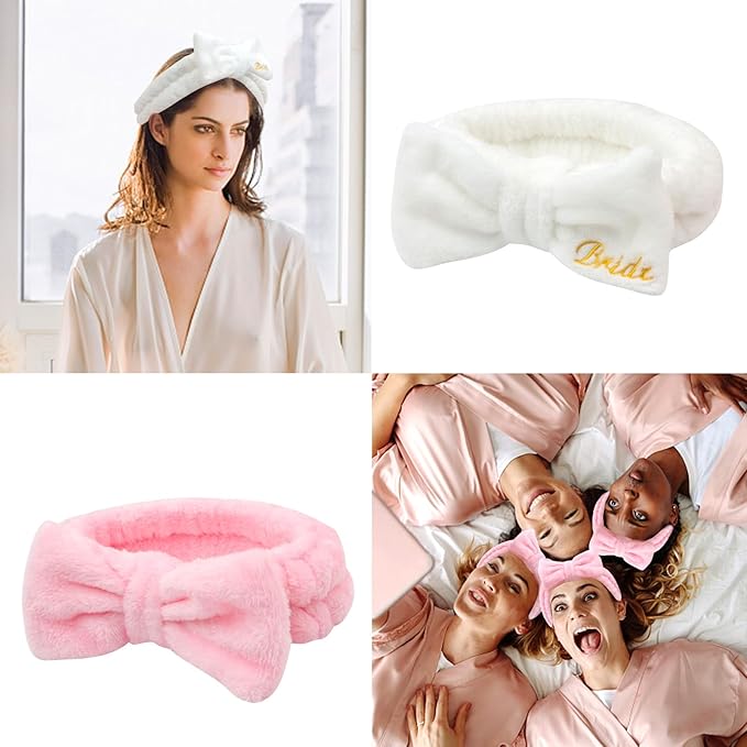 CIEHER Bachelorette Party Headbands - 8 Pcs Spa Headbands for Bride, Bridesmaids, Face Wash, Skincare, Makeup, and More