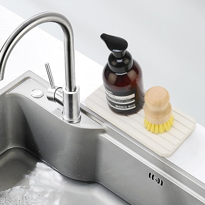 Diatomite Stone Drying Trays for Sink Bathroom Sink Tray Kitchen Counter Soap Dish Quick Drying Stone Mat for Kitchen Sink Diatomaceous Earth Tray Coaster Water Absorbing Stone Bathroom Trays