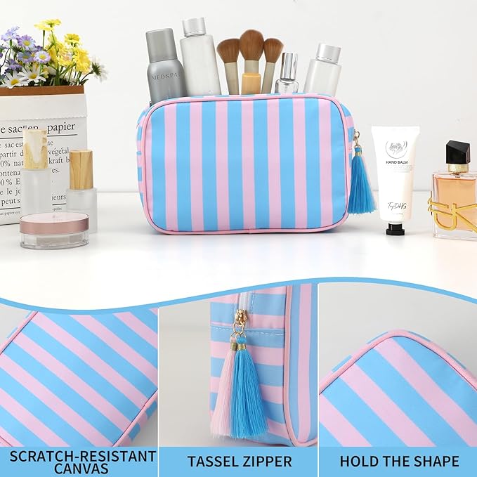 Makeup Bag Travel Cosmetic Bag Organizer Tassel Toiletry Bag Large Canvas Zipper Pouch Mahjong Tile Bag