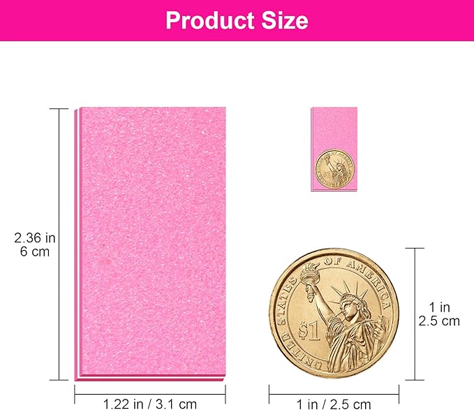 Diesisa Buffer Block Nail File, 100/180 Grit Sponge Nail Buffers for Acrylic Nails, Mini Buffing Block Double Sided for Manicure Tools 30 Count - Pink