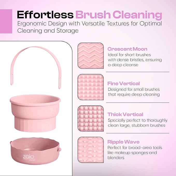 Makeup Brush Cleaner Mat 3 in 1 and Makeup Sponge Holder set - Make Up Brush Cleaner Cleanser and Make Up Sponge Holder - Limpiador de Brochas de Maquillaje (Pink)