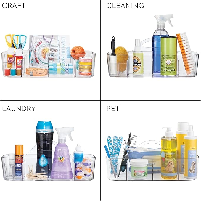 iDesign Recycled Plastic Cosmetic Organizer Tote, The Clarity Collection – 14.5” x 7” x 5.75”, Clear Bin