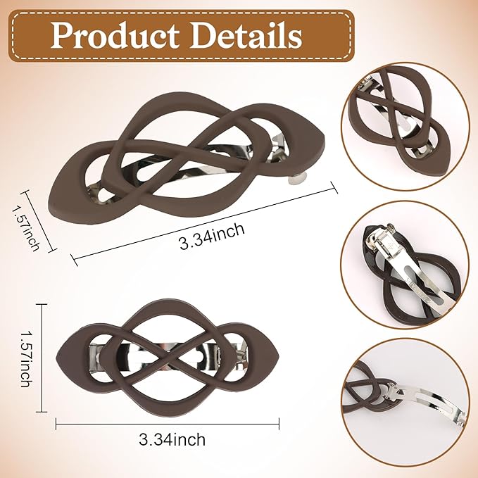 Hair Barrettes for Women 4packs Brown Hair Clips French Barrette Vintage HairClips f Stylish Accessories for Women Girls