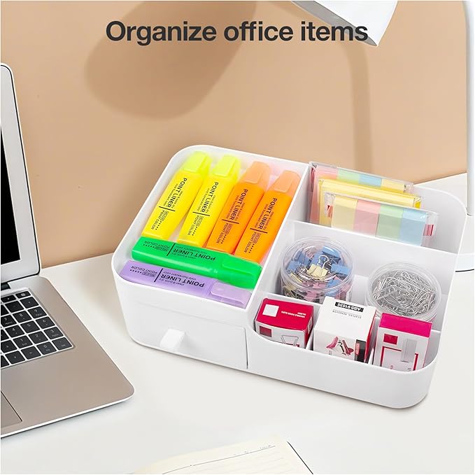 Abiudeng Makeup Organizer for Cosmetic with Drawers,Skincare Organizer for Bathroom for Lipsticks,Jewelry,Nail Care,Eyeshadows-Small White