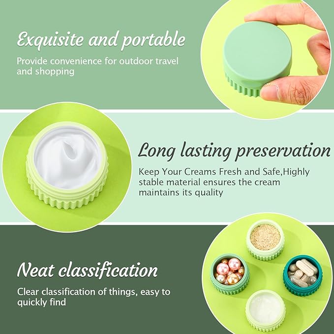 Maxcheck 4 Pcs Travel Containers for Toiletries 0.68 Oz/20 ml Small Silicone Cream Jar with Lid Mini Leakproof Lotion Jar Refillable Travel Cosmetic Container for Face Body Skin Cream (Green Color)