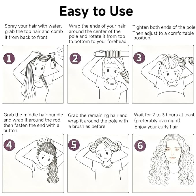 Overnight Heatless Hair Curler Blowout Rods Jumbo, Heatless Curls Satin Flexi Rods for Overnight Sleeping, No Heat Curling Tool for All Hair Types, Soft Heatless Hair Curler (Khaki, 4 Rods)