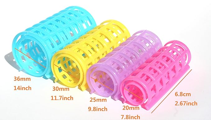 Kamay's Medium Hair Rollers Comb Curlers Clips Styling Rollers Hair Curls Wave Style Hairdressing Curlers Tools (Plastic Styling 20mm/ 7/8" 12PCS Random Clolor)