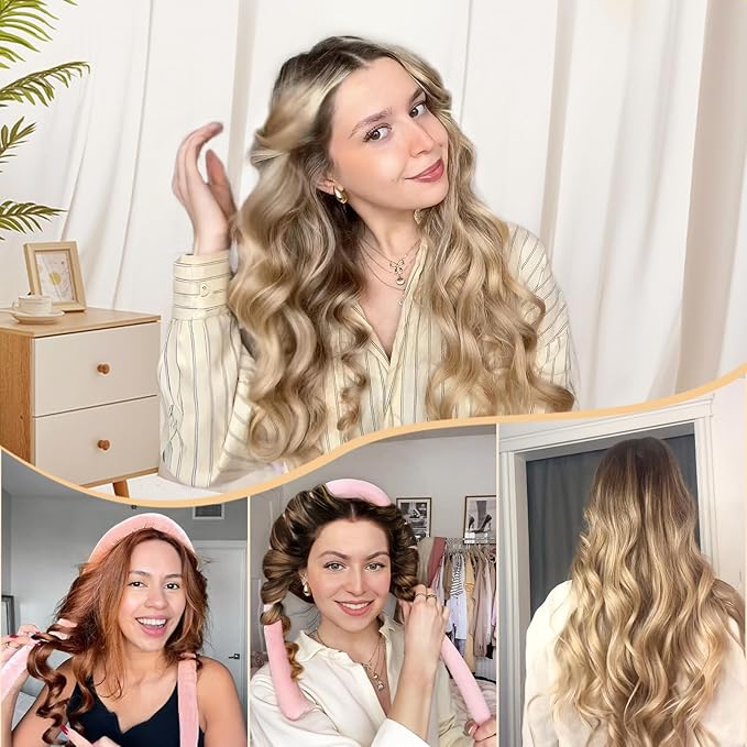 Yanibest Heatless Hair Curler to Sleep in, Overnight curl headband, No Heat Hair Curler Set with Hair Clip Scrunchies for Styling