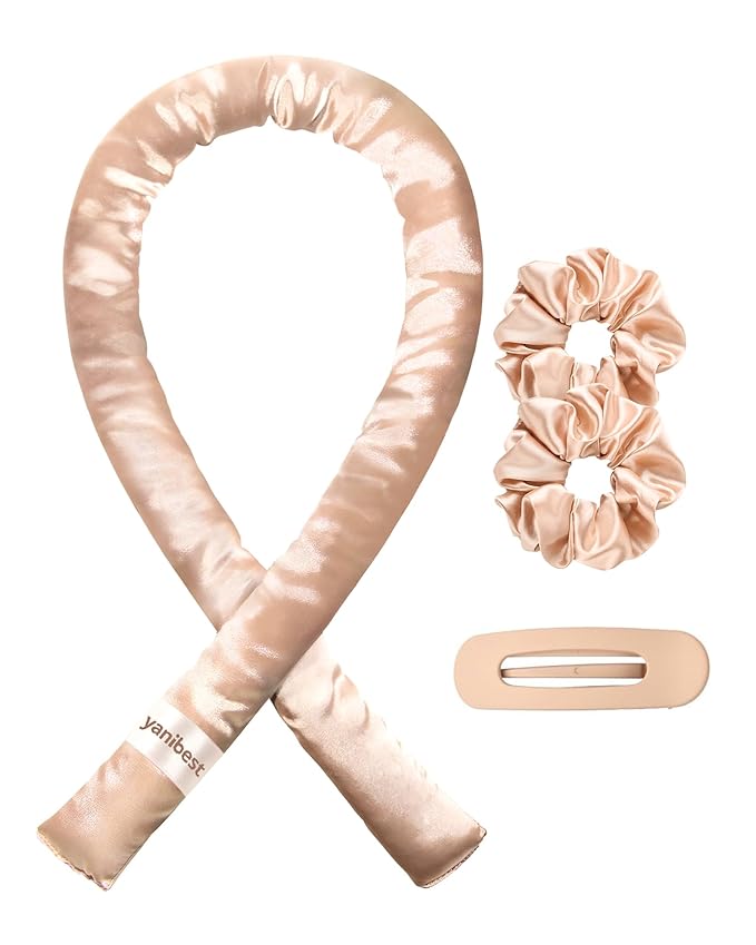 Yanibest Satin Heatless Curler Set, Overnight Hair Curler to Sleep in, No Heat Curling Rods, with Satin Scrunchies and Clip