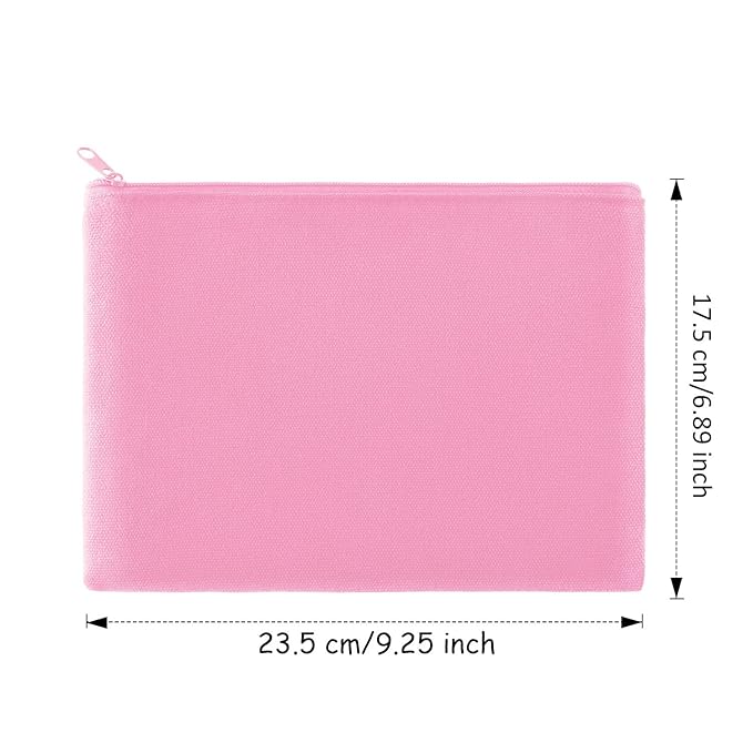 meekoo 16 Pack Blank Canvas Pouch Zipper Cosmetic Bag Bulk Plain Makeup Pouch Sublimation DIY Craft Multipurpose Travel Toiletry Bag for Makeup Cosmetic Stationary Storage Organizer(L,Beige and Pink)