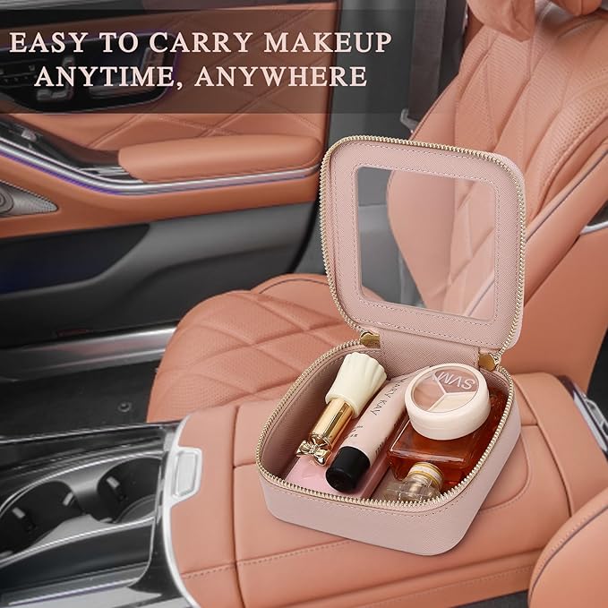 Small Clear Makeup Bag for Women Mini Cosmetic Bag Travel Toiletry Bag Purse Organizer with Zipper Car Essentials (Pink, Mini)