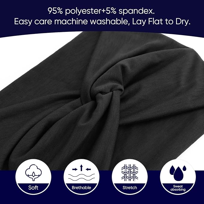 Extra Wide Headbands for Women Large Turban Headband Non Slip Boho Elastic Hairband Hair Twisted Knot Head Bands Accessories