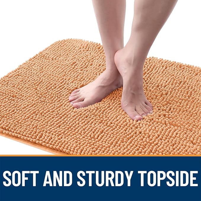 OLANLY Dog Door Mat for Muddy Paws 54x24, Absorbs Moisture and Dirt, Absorbent Non-Slip Washable Doormat, Quick Dry Chenille Mud Mat for Dogs, Entry Indoor Entryway Carpet for Inside Floor, Orange