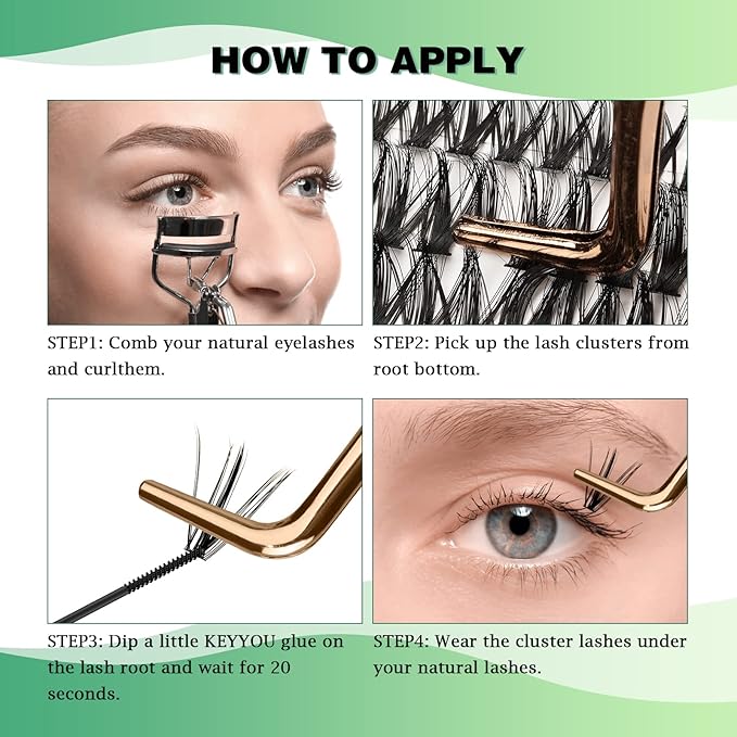 Lash Clusters 300pcs Eyelash Clusters 50D 0.07D Curl 13mm DIY Eyelash Extension KEYYOU Large Tray Volume Soft&Natural Individual Lashes(50D-0.07D,13)