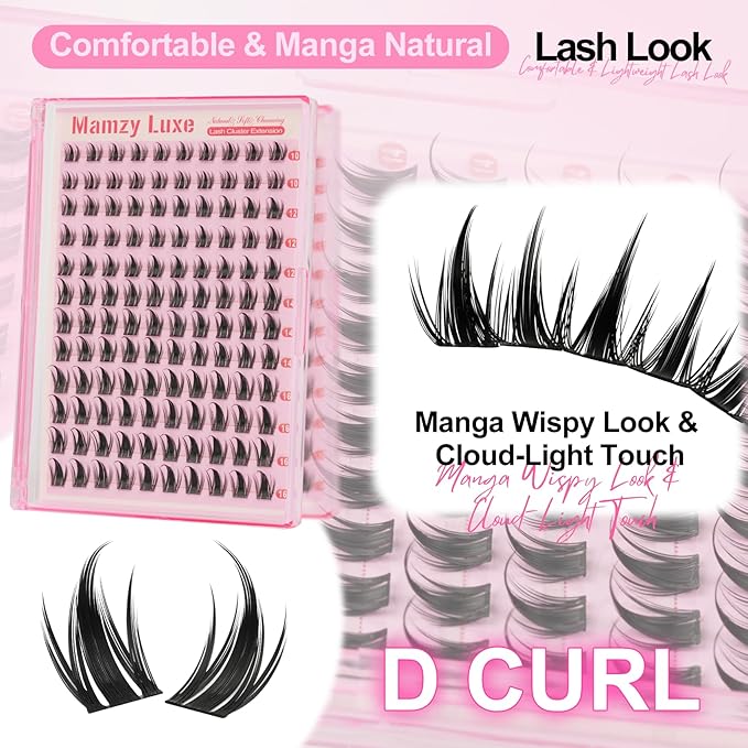 Manga Lash Clusters Wispy 10-16MM Spiky Eyelash Clusters CC Curly Natural Cluster Eyelash Extensions DIY Versatile Anime Eye Lashes Clusters Extension