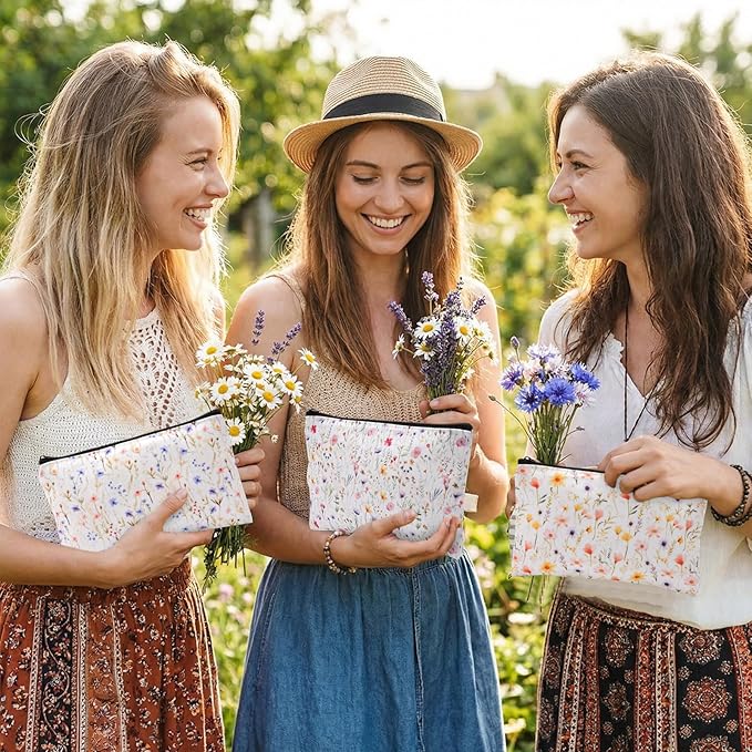 Reginary 20 Pcs Floral Prints Makeup Bag for Women Bulk Spring Floral Gifts for Women Toiletry Zipper Makeup Bags Appreciation Gifts Cosmetic Pouch Reusable Multipurpose Organizer, 7 x 4.3 Inches