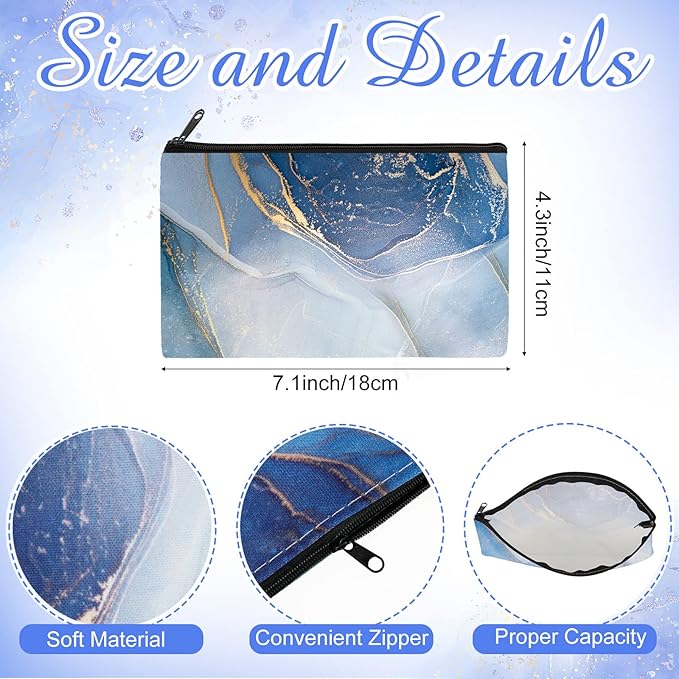 Reginary 20 Pieces Cosmetic Bag for Women, Roomy Makeup Bags with Zipper Toiletry Bag Pouch Travel Accessory Organizer Gifts, 7 x 4.3 Inches(Marble)