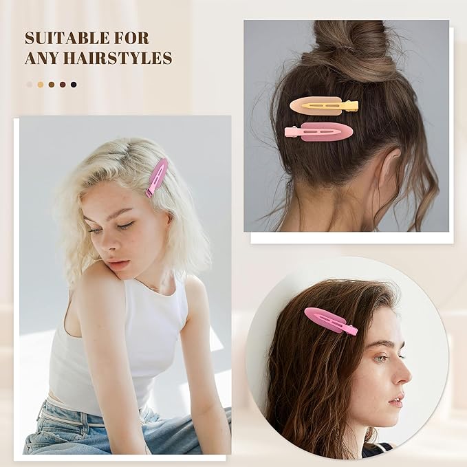 10 Pcs Creaseless No Crease No Bend Flat Hair Clips For Styling Non Slip Makeup Clips For Women Salon Hairstyle,Jelly Orange Pink Rose Red