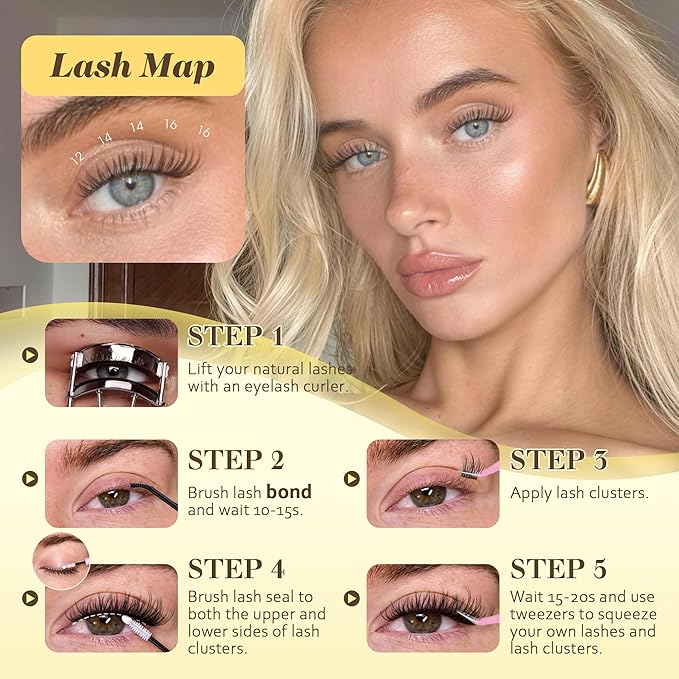 Natural Lash Clusters Invisible Band Eyelash Clusters Like Mascara C-curly 10-16MM Cluster Eyelash Extension Clear Band Lash Extensions Lash Lift Effect by Newcally