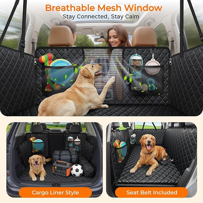 URPOWER XL Dog Back Seat Extender for Crew Cab Truck, Hard Bottom Dog Car Seat Cover Holds 550lbs Waterproof Dogs Car Hammock Pet Backseat, Pet Truck Accessories for F150 / RAM 1500/ Tundra Crew Cab