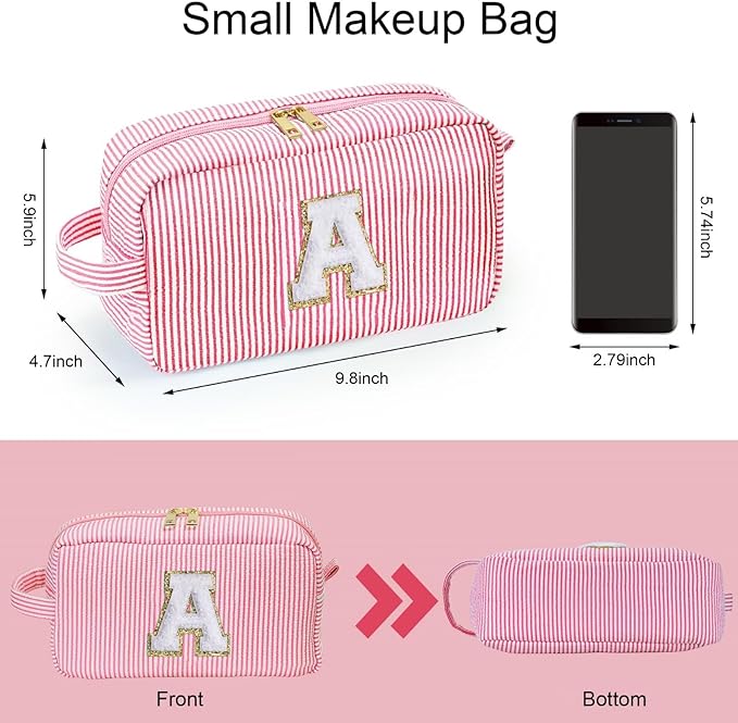 YOOLIFE Graduation Gifts for Teen Girls - Initial Makeup Bag Letter Toiletry Pouch Cosmetic Case, Personalized Teen Girl Gifts Trendy Stuff Party Favor, Pink G