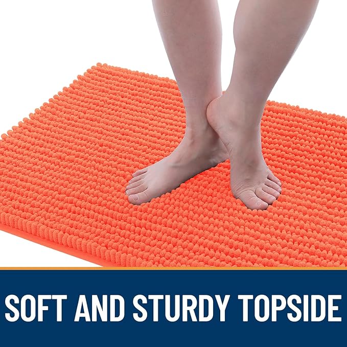 OLANLY Dog Door Mat for Muddy Paws 44x24, Ultra Absorbent Chenille Mud Doormat, Non-Slip Washable and Dirt Trapping Doormat for Indoor Entryway, Quick-Dry Indoor Pet Bed Mats for Dogs, Coral