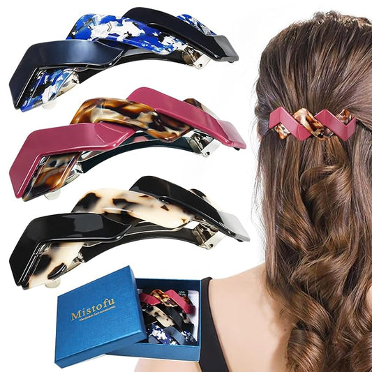 3 Pcs Hair Barrettes for Women Hair Clips Womens Hair Accessories Large French Hair Pin Retro Hair Clasp Accessories for thick hair-1t (mahua25)