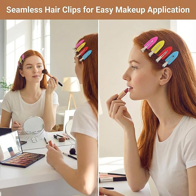 Creaseless Hair Clips for Women Styling 40Pcs Getting Ready No Crease Hair Clips for Bangs Setting No Bend Dent Makeup Clip Application Skincare Clip (medium pink)