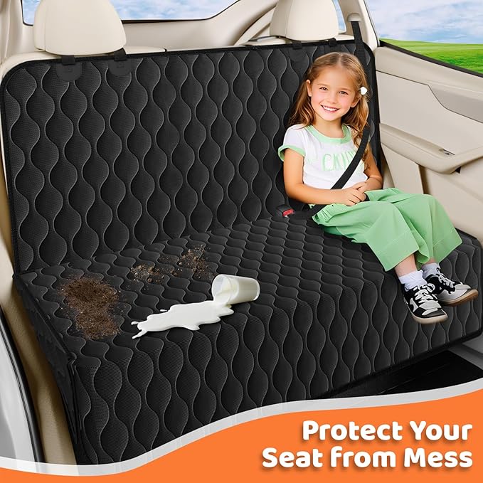 URPOWER Waterproof Dog Car Seat Cover for Back Seat - Scratch Proof & Nonslip Backing & Bench Seat Cover, Quilted, Padded, Durable Pet Seat Protector for Cars Trucks and SUVs