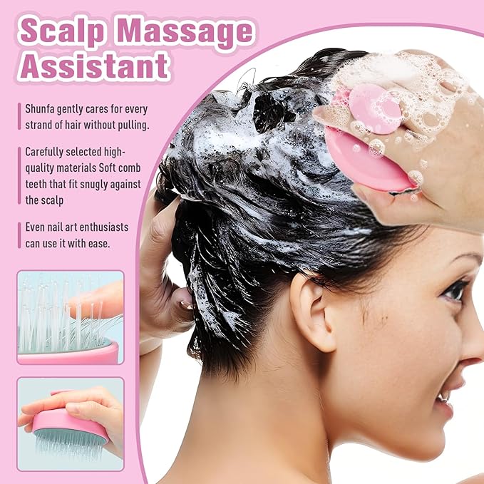 Portable Travel Scalp Cleansing Brush - Dual-Use Dry/Wet Exfoliator Removes Dandruff&Buildup,Suitable for Both Men&Women.Army Green