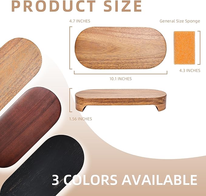 Acacia Wood Risers for Decor Display, Bathroom Counter Decorative Tray, Soap Dish Risers, Pedestal Stand for Bottles,Candle,Plant, Counter Decor for Vanity. (Nature Acacia)