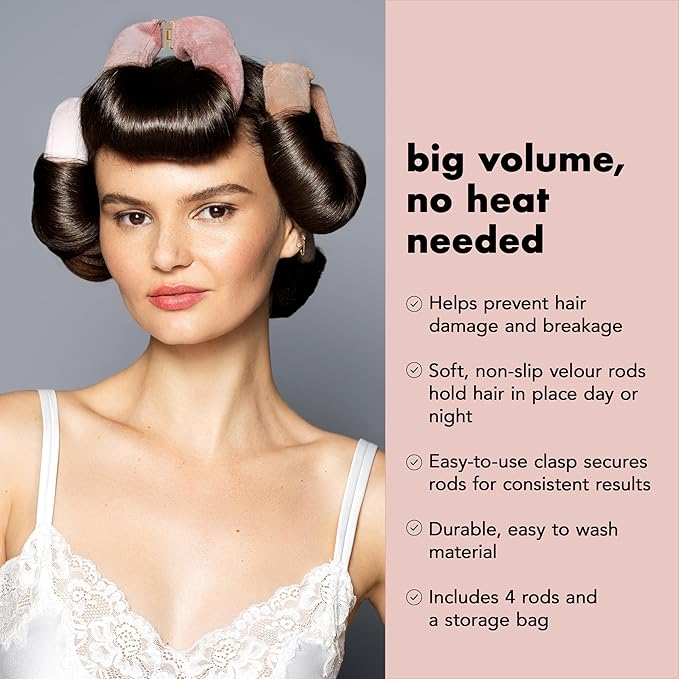 The Hair Edit Volumizing Hair Rods for Overnight Curls No Heat Hair Rollers for Long or Medium Length Hair, Soft Curlers for Women, Damage-Free Styling Tools for Volumizing Waves 4 Pack 10.5" Long