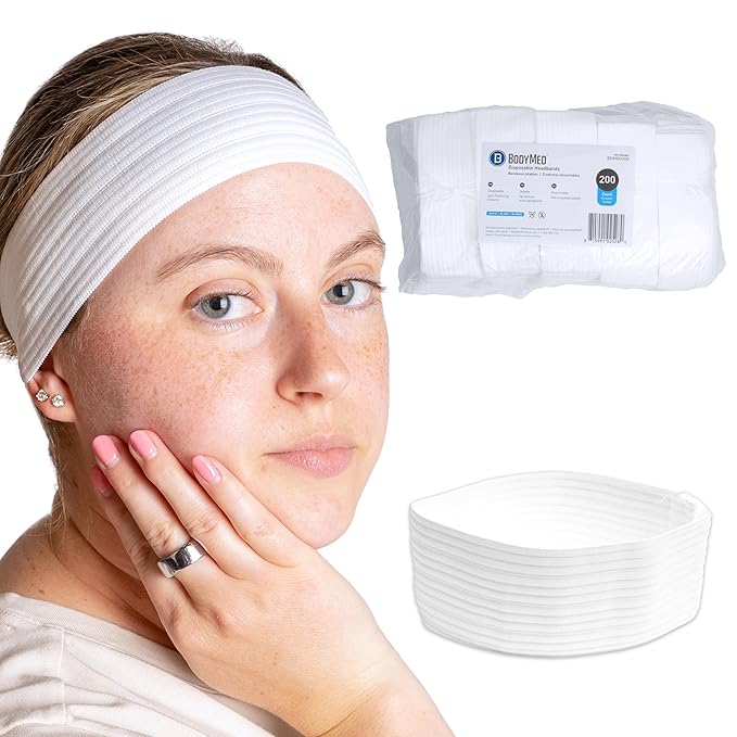 BodyMed Disposable Medical & Spa Headbands - 200 Count, Easy Closure for One-Time Use in Clinical & Spa Setting