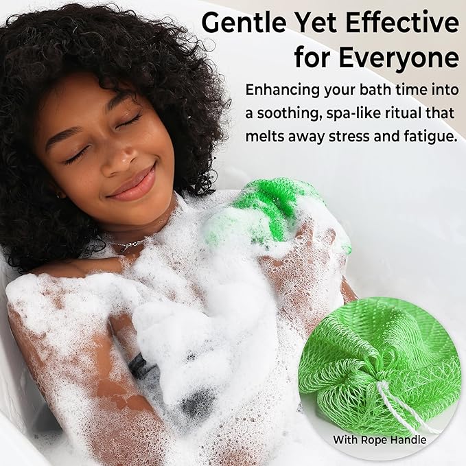 African Net Sponge Authentic - 2 Pieces 53in Stretched Length Exfoliating Body Scrubber Bath Sponge - Loofah Washcloth Back Scrub for Shower Body Exfoliator