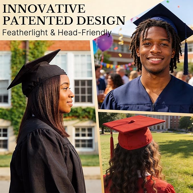 OCQOTAT 1 Pack Graduation Cap Headband,Black Anti-Fall Firm Hairband with Adhesive Insert,Secures Graduation Cap&Hairstyle, Essential Hat Accessories for Graduates,Students,Girls,Not including Caps