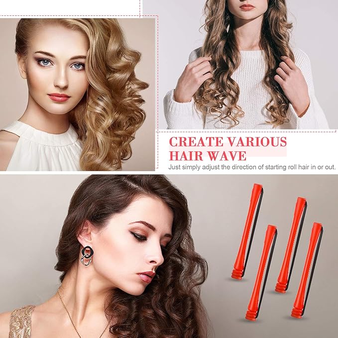 WILLBOND 60 Pcs Perm Rods for Short Long Hair Plastic Cold Wave Perming Curlers Small Hair Curling Rollers with Steel Pintail Rat Tail Kit for Women Hairdressing Styling Supplies(0.2 Inch,Red)
