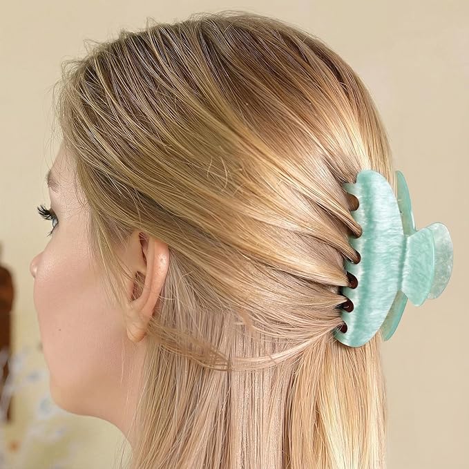 8 Pcs Large Acrylic Hair Claw Clips for Women Non-slip Strong Hold Jaw Clamps for Thick Thin Hair(French,Starry Sky Color)