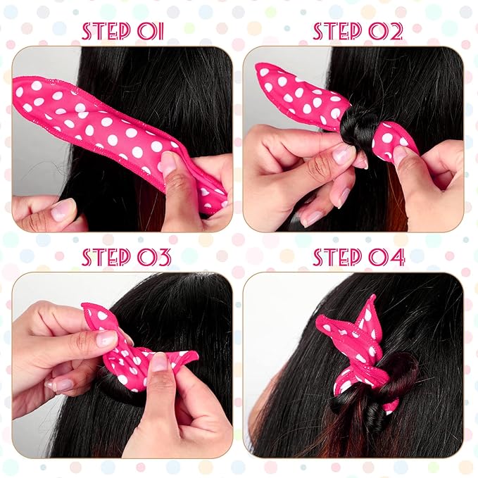 Syhood 48 Pcs Sponge Hair Rollers Soft Hair Curlers to Sleep in, Foam Heatless Overnight Pillow Curlers for Women Tousle Hair Styling Tools(Cloth Cover,Hot Pink)