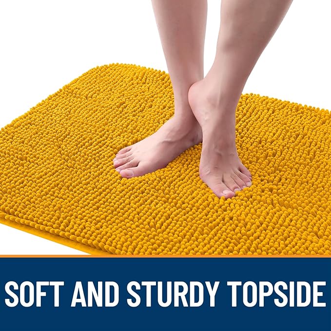 OLANLY Dog Door Mat for Muddy Paws 70x24, Absorbs Moisture and Dirt, Absorbent Non-Slip Washable Doormat, Quick Dry Chenille Mud Mat, Entry Indoor Entryway Carpet for Inside Floor, Golden Yellow